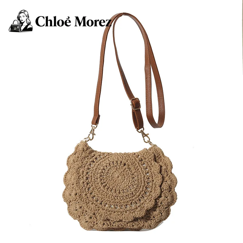 

Handmade Crochet Crossbody Bag Small Lightweight Boho Chic Purse with Adjustable Strap