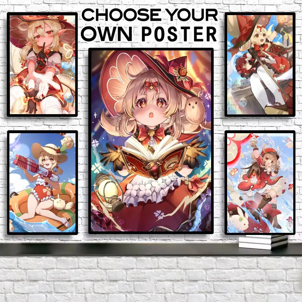 

Painting Calligraphy Game Canvas Poster: Crease Free Waterproof Impact Genshin Durable Klee All Space Wall Decor