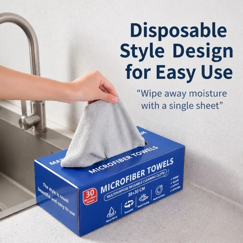Pull-out Towel 50 Pieces Pack Multi-purpose Absorbent Wiping Cloth for Kitchen Auto Use Dust Cleaning Household Vehicle Rag