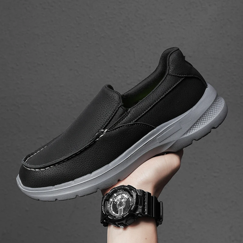 

Men's Summer Leather Sneakers Platform Soft Bottom Casual Hiking Outdoor Non Slip Cover Wearing Breathable Walking Shoes 39-45