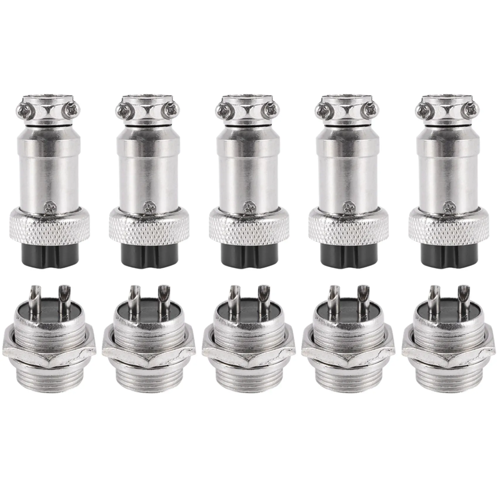 AA80 Universal Panel Mount 16mm 2Pin Aviation Connectors Plugs 5 Pcs
