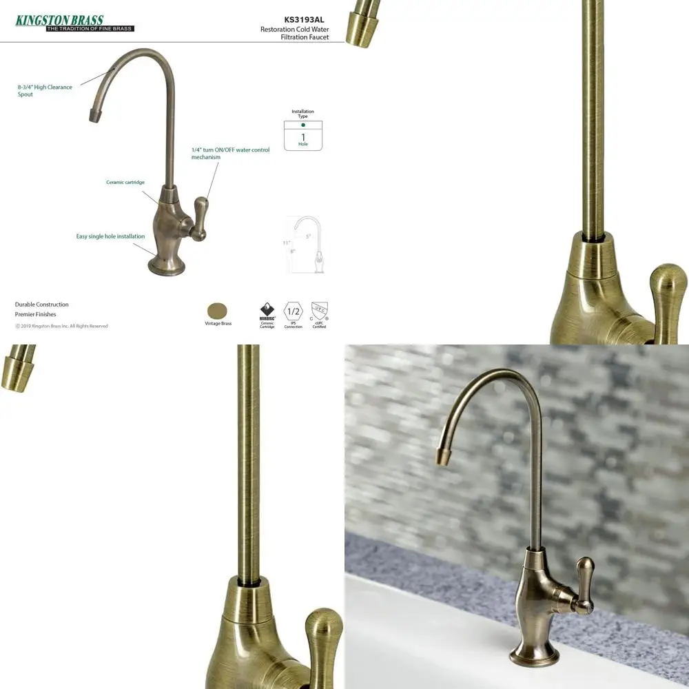 

Antique Brass KS3193AL Single Handle Water Filtration Faucet, 10.81 x 4.63 x 1.75