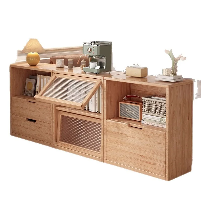 

Locker, simple side cabinet, living room low cabinet, household floor locker, log wind combination storage cabinet