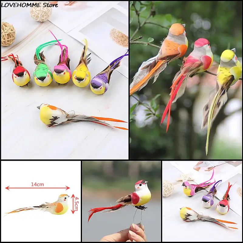 1PC Mini Fake Birds Artificial Foam Feathers Birds Home Party Wedding Decorative Props DIY Party Crafts Ornaments