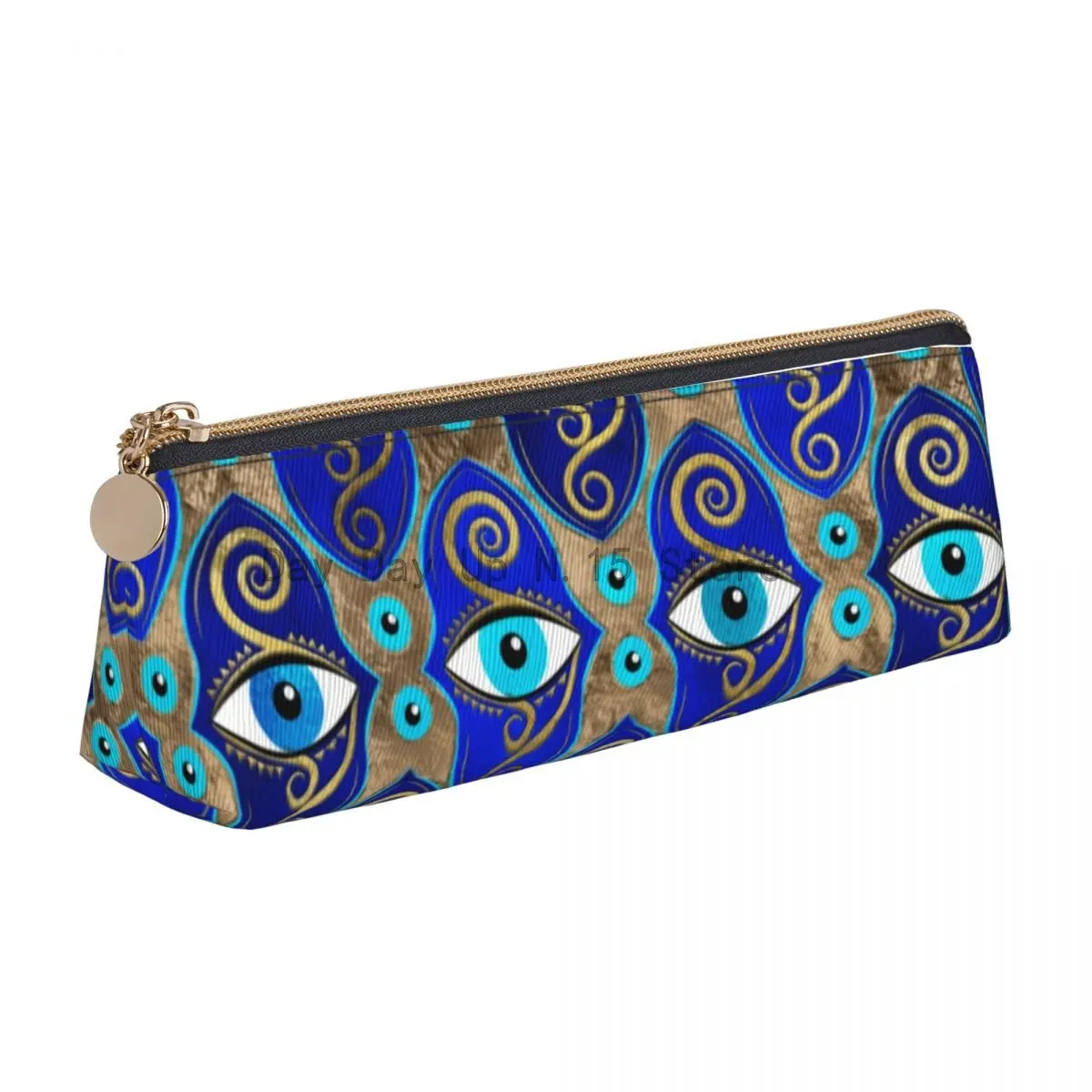 Abstract Evil Eye Triangle Pencil Case Charm Pattern Teenager University Zipper Pencil Box Cute Leather Pen Pouch