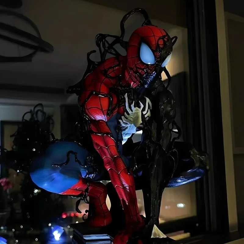 New 37.5cm Piderman Venom Symbiotic Doll Spider Man Pvc Gk Figure Luminous Desktop Ornament Statue Model Toy Gift view 3