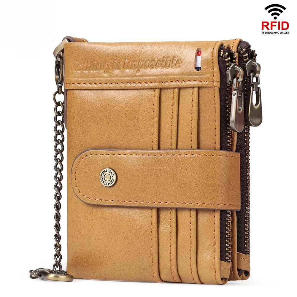 

Кошелек-держатель для карт, мужской RFID-органайзер из натуральной кожи, кошельки с карманом для монет, короткий дизайнерский клатч с окошком для удостоверения личности