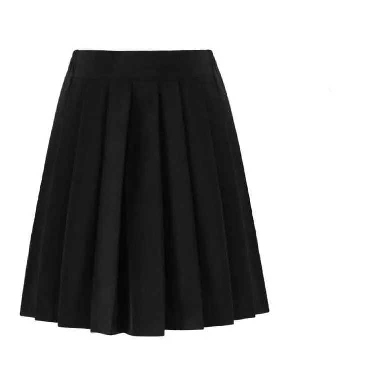 Elastic Waist Japanese Student Girls School Uniform Solid Color Suit Pleated Skirt Short/Middle/Long High School Dress