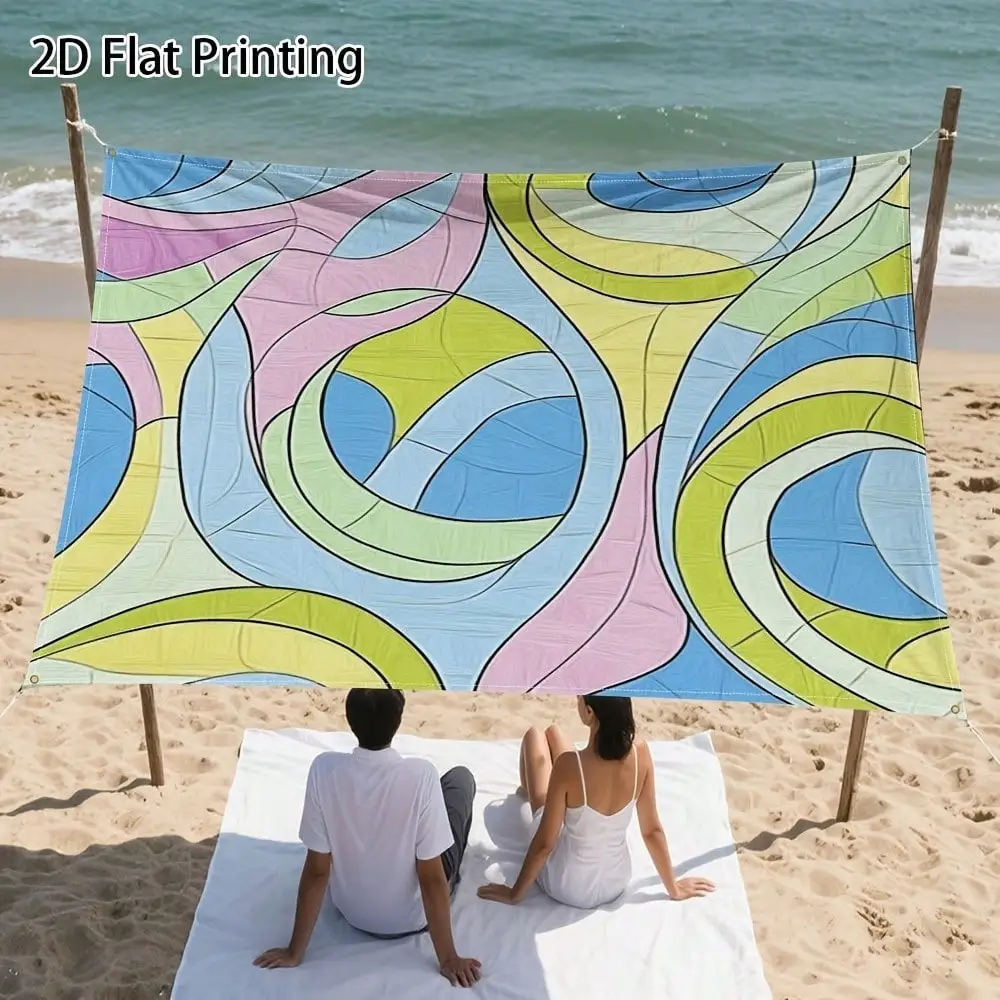 

1pc 2D Flat Printed Abstract Geometric Art Sunshade, Bold Modern Niche , Unique Contemporary Pattern, Stylish Decor For Garden & Patio