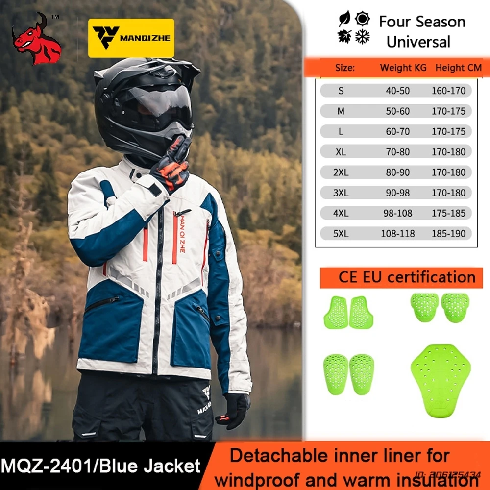 

Jacket Motorcycle Waterproof Motocross Jacket Men Chaqueta Moto Protective Gear Motorbike Clothing Four Seasons Racing Jacket