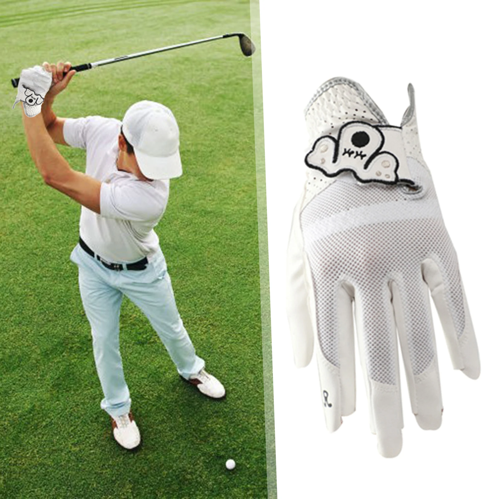 Men\'s Woman Golf Glove Left Hand Breathable Soft Leather White Hand Wear No Sweat for Outdoor Golf Equipment Golfer Supplies