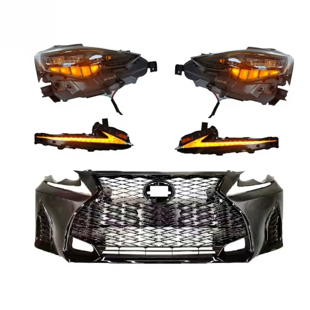 L  2013 2014 IS200T IS250 IS350 Upgrade IS500 3 LEN Headlights Sport Grille Bumper DRL Modification Body Kit