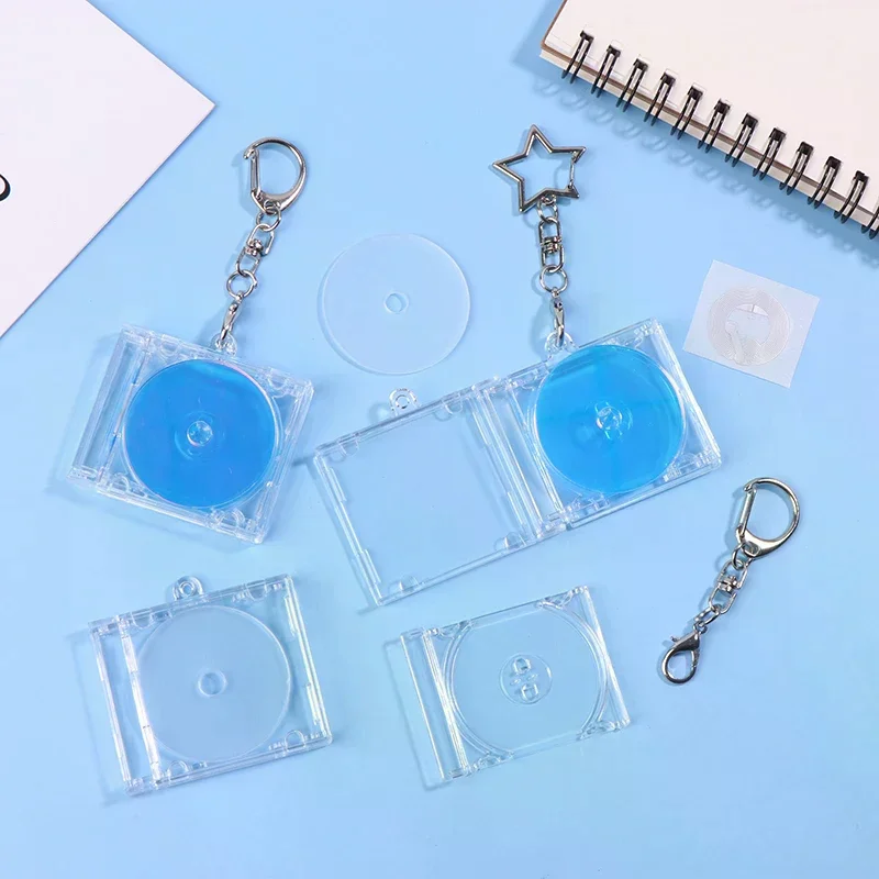 Blank Perimeter Memorial Album Bag Charm Mini CD Case Keychain For CD Player Keyring DIY Backpack Hanging Decoration