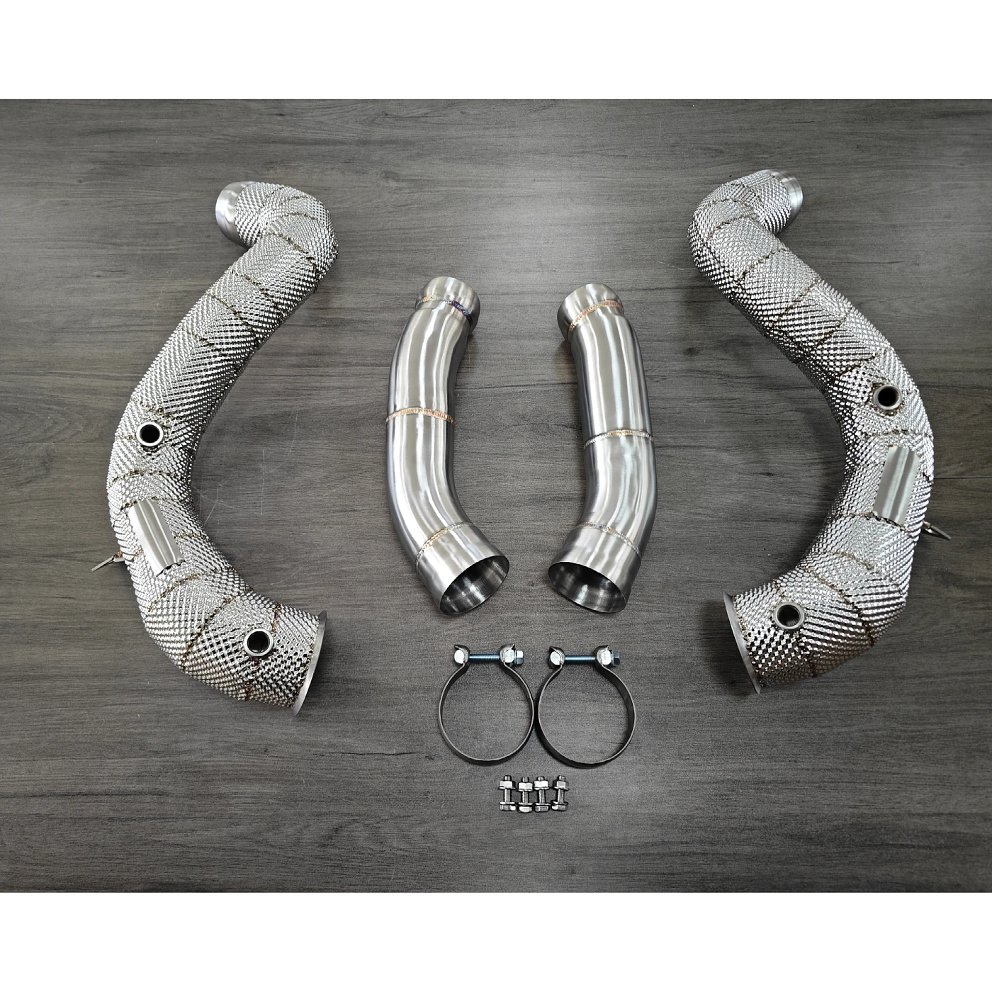 AKS Heatshield Racing Exhaust Downpipe لمرسيدس بنز C63 C63S AMG W205 4.0T النازل #4