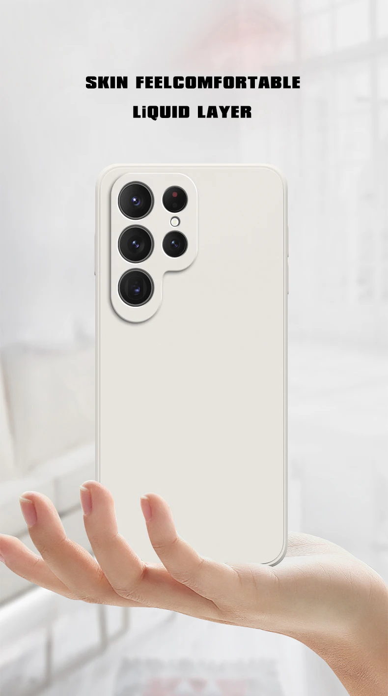 Quadratische Flüssigsilikon-Handyhülle für Samsung Galaxy S24 ULtra S22 S23 fe S24 Plus S24 Ultra 5G stoßfeste Hüllen – Detail 3