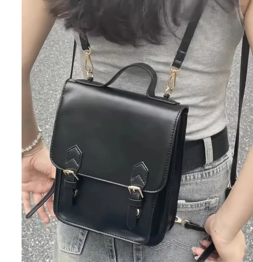 

Vintage Solid Color Women Backpack small PU Leather School Travel Bags Simple Daily Bag Lady Shoulder Crossbody Bags Backpacks
