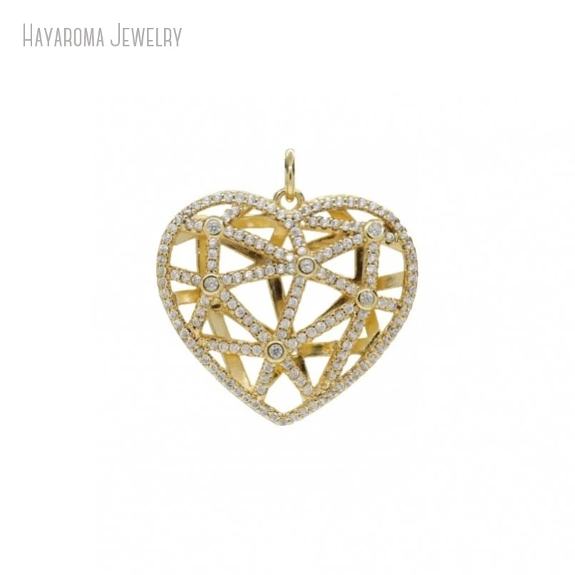 

2Pcs Invisible Setting Metal Clear Cubic Zirconia Copper Golden Gift For Her Jewelry Gold Color Pendant PM47986