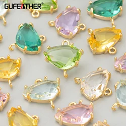 GUFEATHER ME92,jewelry accessories,18k gold rhodium plated,copper,glass,hand made,charms,diy pendants,jewelry making,6pcs/lot