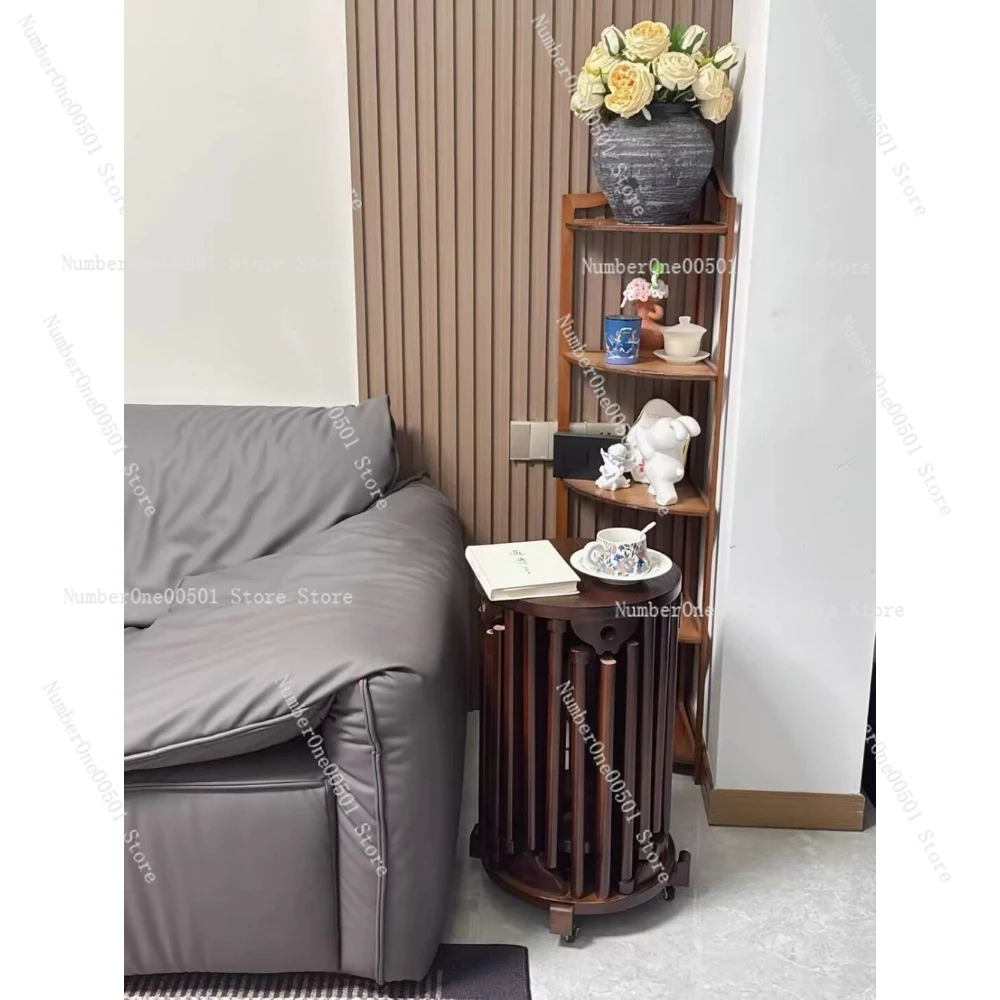 Mid-Century Solid Wood Rattan Stackable Stool 6 in 1 Movable Dining Chair Side Table for Home Living Room Space Saving Sturdy