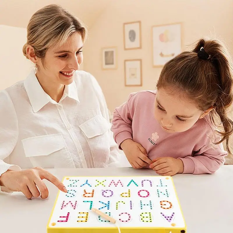 Double Sided Magnetic Letter Board Double Sided Letters Magnet Bead Tablet Pad Portable Magnets Tablet Learning Writing