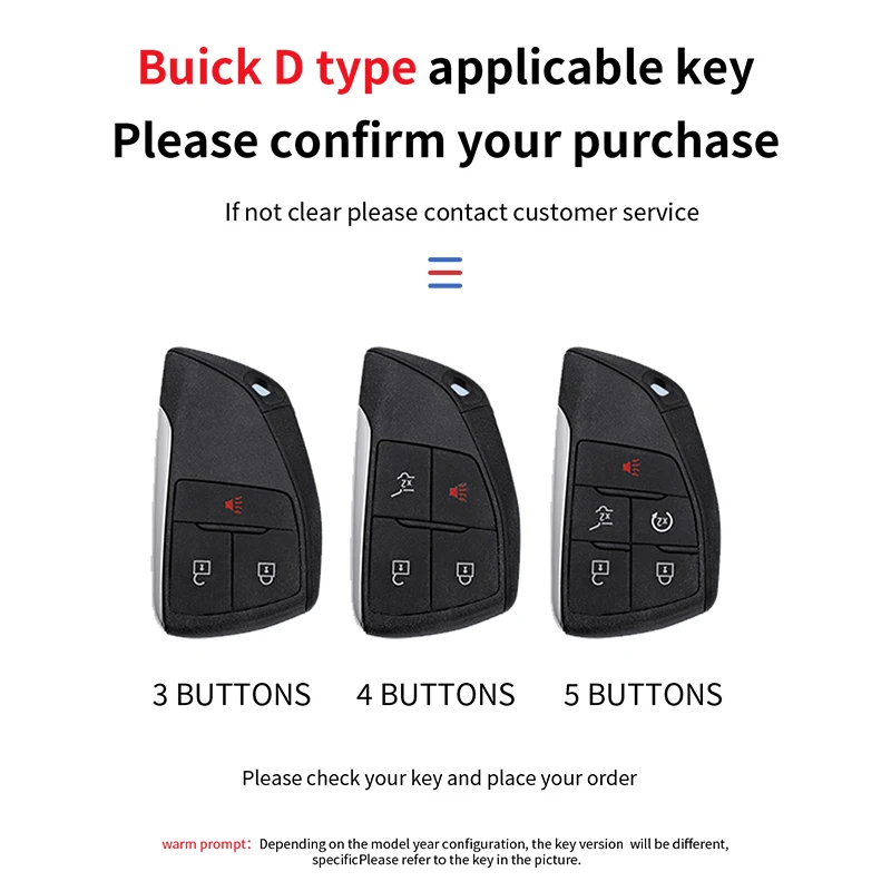 1PCS 3 4 Buttons ABS Car Remote Smart Key Case Cover Shell Fob Fit For Buick Auto Key Accessories With Black Keychain Shell Case