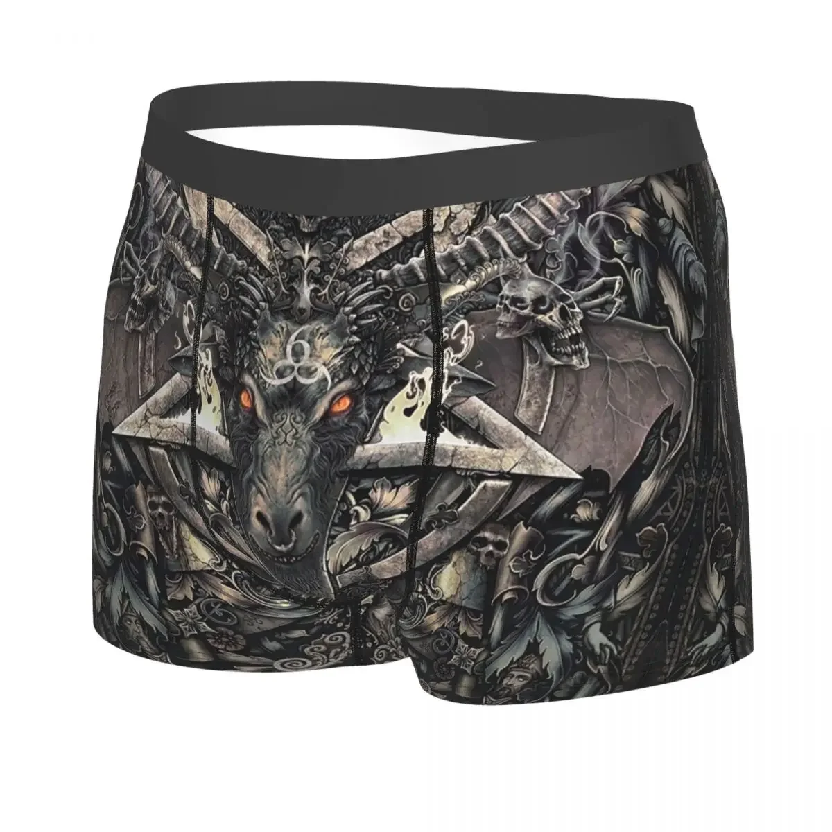 Male Fashion Devil Satan Goat Underwear Baphomet Lucifer Occult Magic Boxer Briefs Soft Shorts Panties Underpants