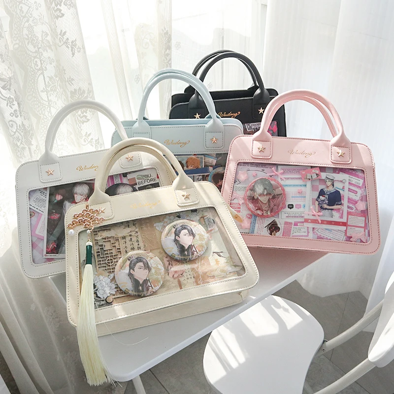 

New Japanese Kawaii Ita Bag Women High School Teenage Girls JK Bags Big Canvas Bag PVC Transparent itabag Shoulder Bag Women