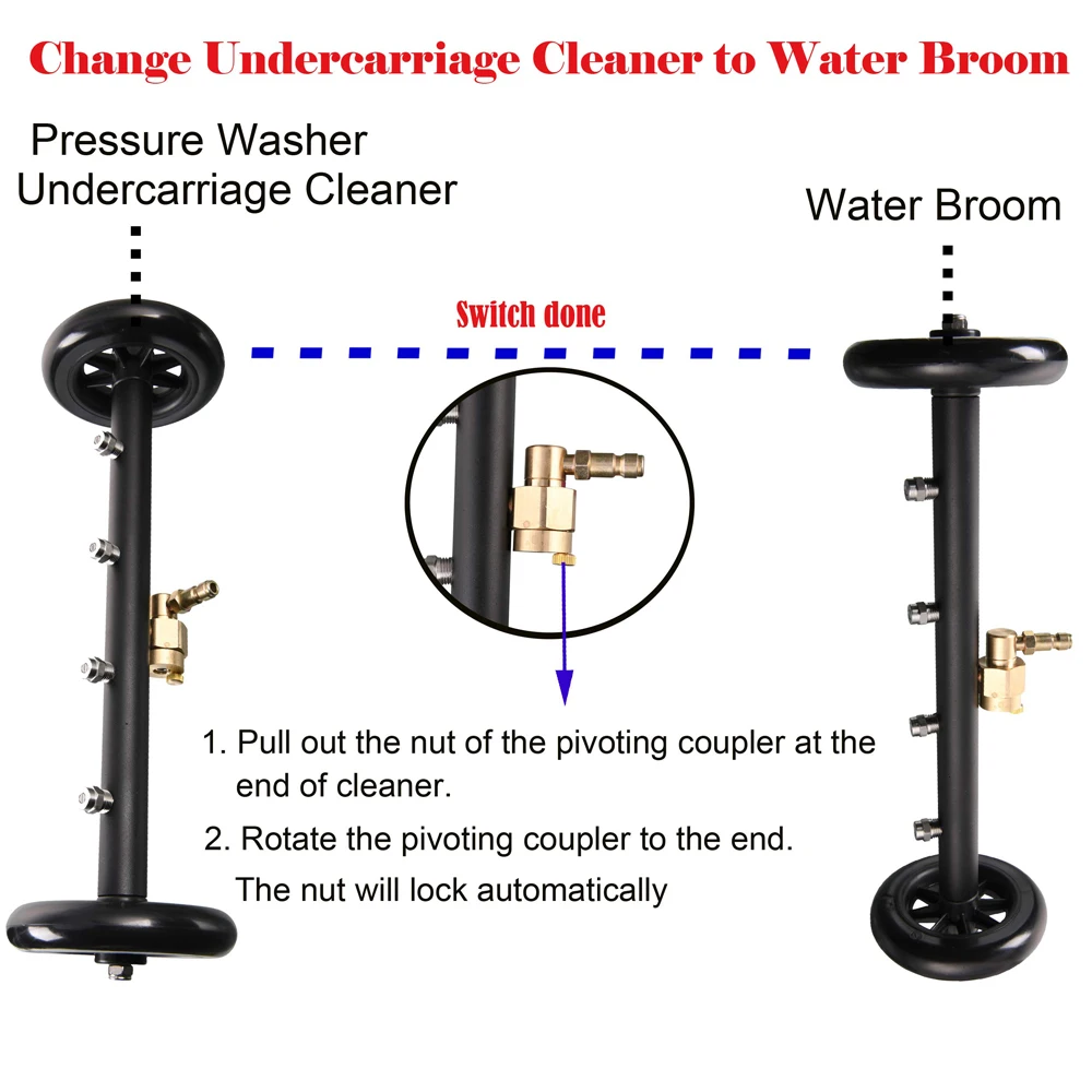 4000 PSI Undercarriage Cleaner Surface Cleaner for High Pressure Washer Underbody Car Wash Water Broom with 2 Pcs Extension Wand