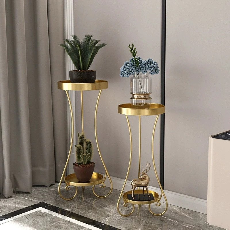 Nordic Ironwork Flower Stand for Living Room balcony Light Luxury Double-layer Flower Flower Pot Stand Storage