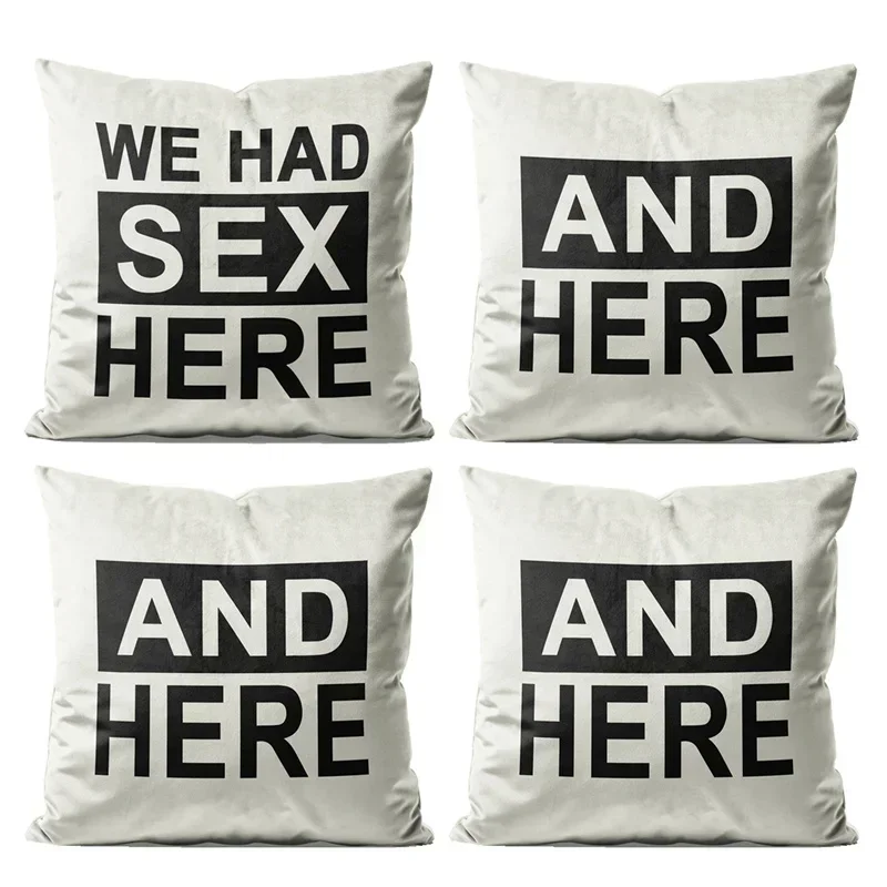 Gaslight Gatekeep Girlboss Set of 4 We Had Sex Here and Here Throw Pillow Cushion Covers Cases Pillowcases for Couch 18x18Inch