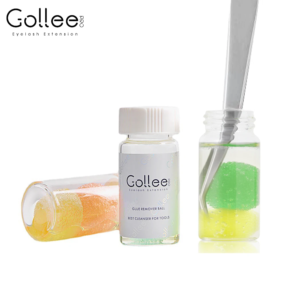 Gollee Eyelash Extension Tweezers Cleaner Tweezers Cleaning Sponge Ball Liquid Glue Remover Eyelash Tweezer Cleaning Glue Liquid