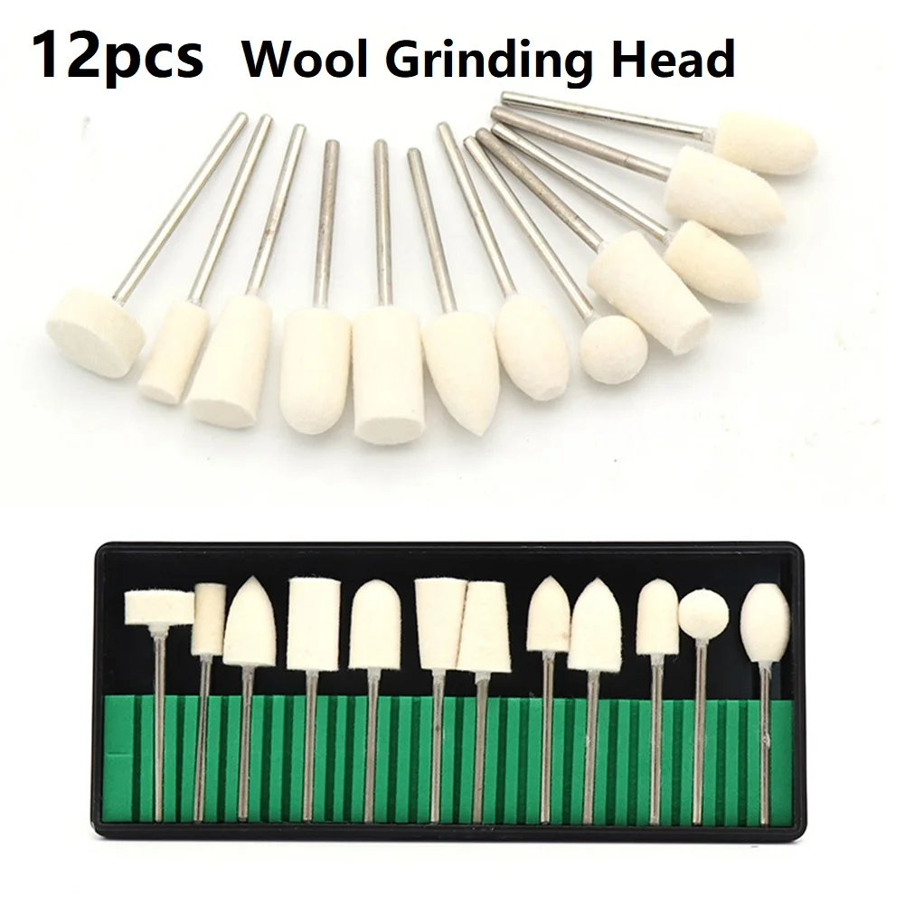 12Pcs 2.35mm Wool Engraver Abrasive Tools Polishing Buffing Wheel Grinding Head Tool Accessories Woodworking Tools Herramientas