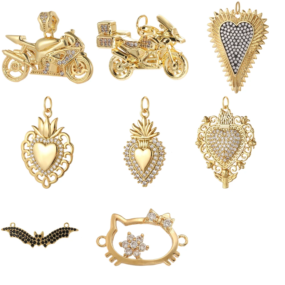 Böhmische Herzen für Schmuckherstellung, Goldfarbe, Sport, Dijes, DIY-Ohrringe, Armband, Halskette, Zubehör, Designer-Amulett