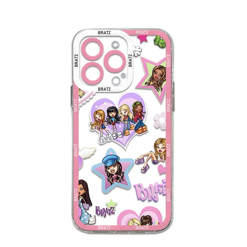 Cute Phone Case For iPhone 15 14 13 12 11 Mini Pro Max X XR XSMax 6S 6 7 8 Plus SE20 Transparent Girl Bratzs Doll Cover