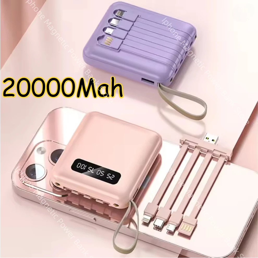 

Брендовый внешний аккумулятор с 4 зарядными кабелями, мини-зеркальный аккумулятор большой емкости, портативный аккумулятор с быстрой зарядкой, 20000, 10000 мАч