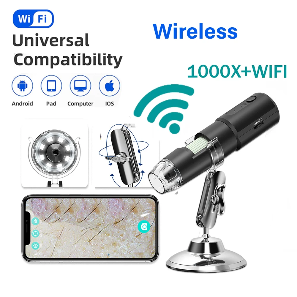 

Digital Microscope WiFi Wireless Electron Dermatoscope Scalp Detection Pores Magnifier Facial Skin Analyzer Machine Professional