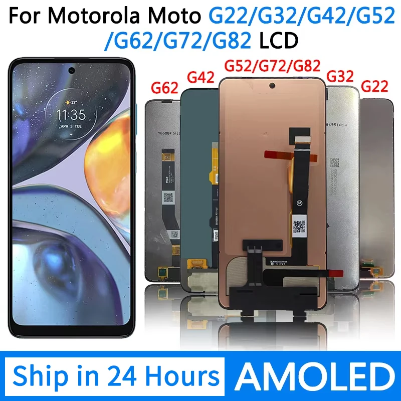 OEM для Motorola Moto G22 G32 G42 ЖК-дисплей с цифровым преобразователем сенсорного экрана с рамкой для MotoG52 G62 G72 G82 Замена дисплея