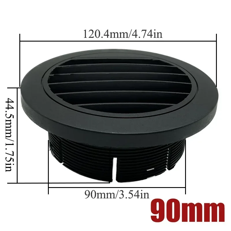 2X 42mm/60mm/75mm/90mm Warm Heater Parking Heater Air Vent Car Heater Ducting Duct Air Outlet Black For Webasto Truck Auto Parts