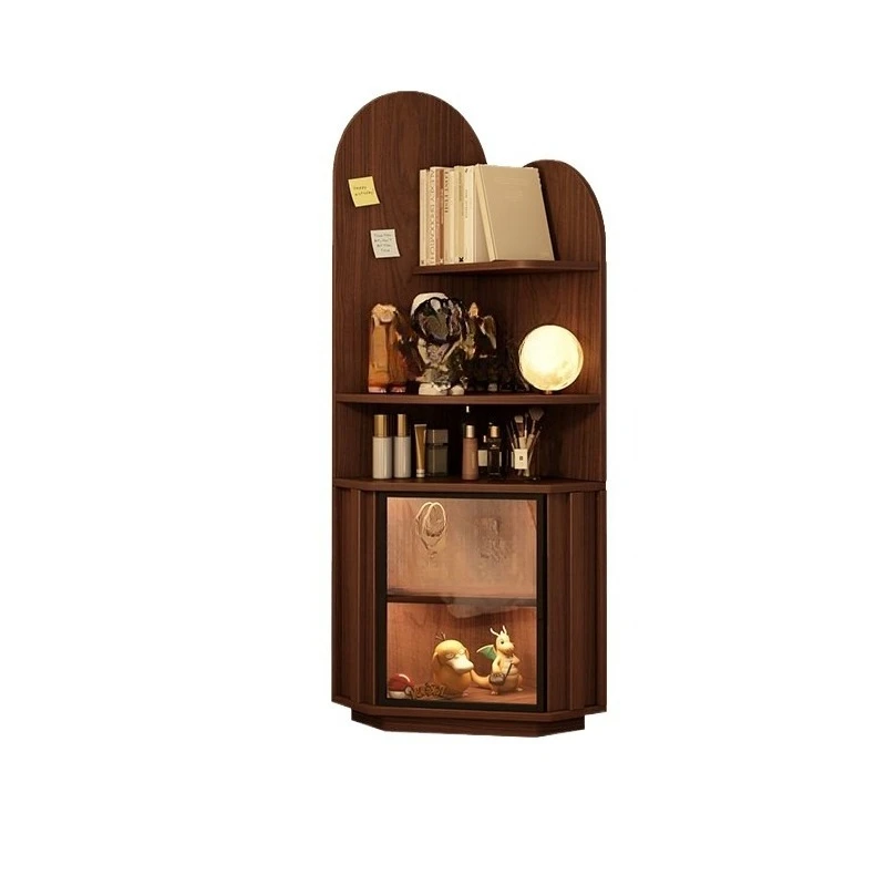 LMM corner triangular cabinet integrated against the wall bedroom glass door floor fan bookshelf
