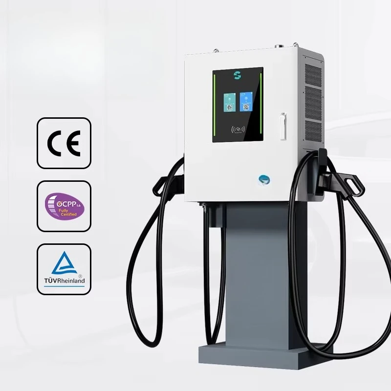 EV Charger DC Wallbox 30kW 40kW 60kW 2 Guns CCS GBT CHAdeMO OCPP Platform APP Control Wall-mounted Electric Car Charging Station