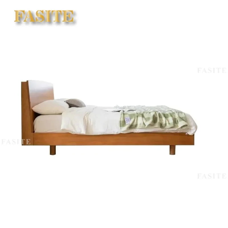 For 1.8m 1.5m Double Bed Solid Cherry Wood Log Medium Antique Style Master Bedroom Furniture Large Bedside High Quality