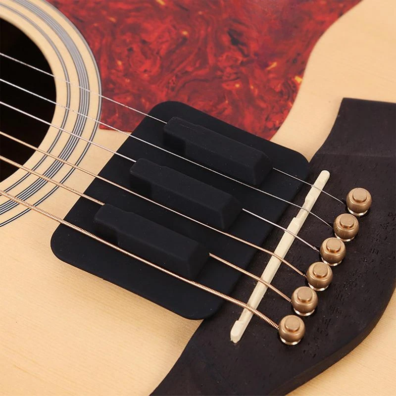 Reusable Silicone Guitar String Dampener Muffler Mat Anti-Slip Base Noise Reduction Mute Pad Home Studio Guitar Practice