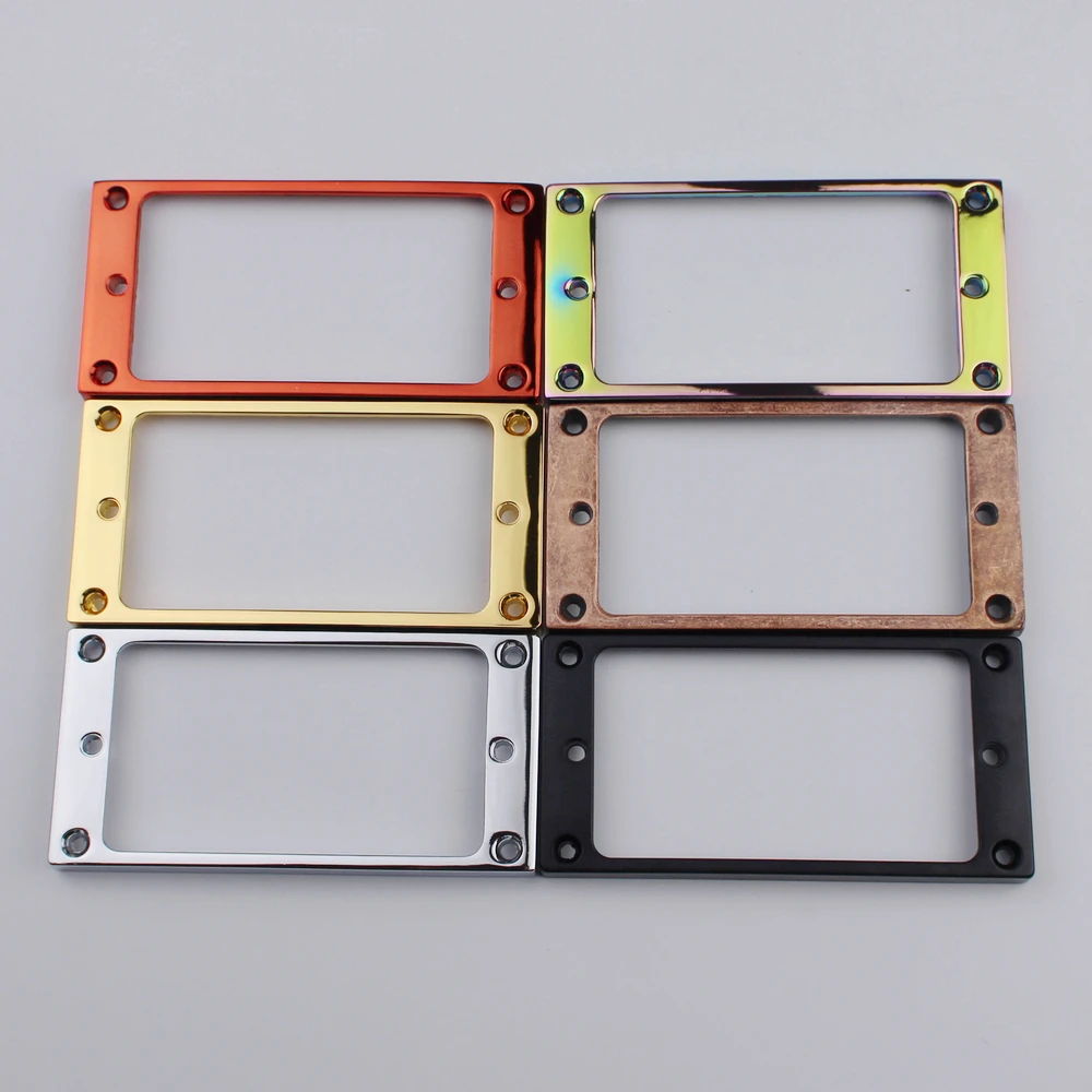 Unten flache Metall Humbucker Pickup Montagering Set Brücke und Hals Pickups Abdeckrahmen Ersatz kompatibel mit Gitarre – Detail 2