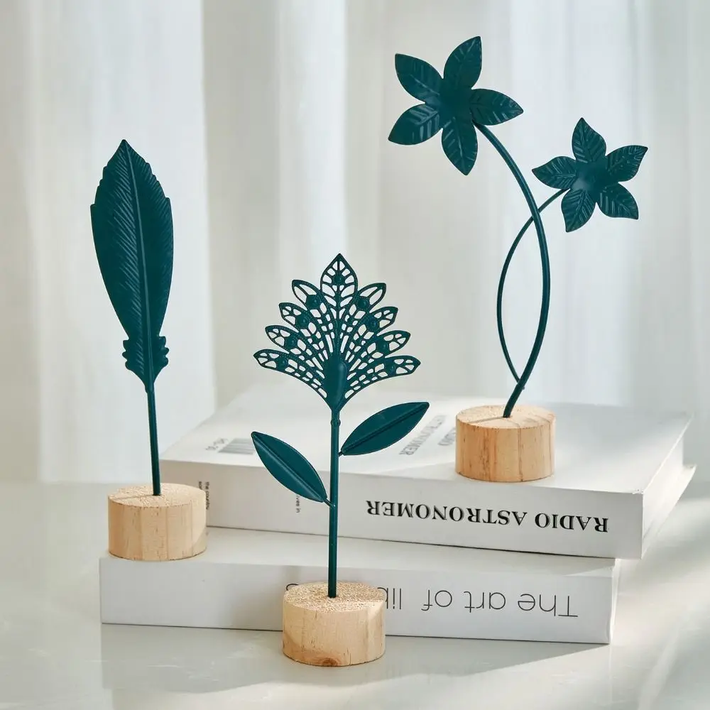 Wood Base Home Decoration Ornaments Sunflower Leaves Butterfly Hollow Out Ginkgo Leaf Ornament Flower Shape Gold Green