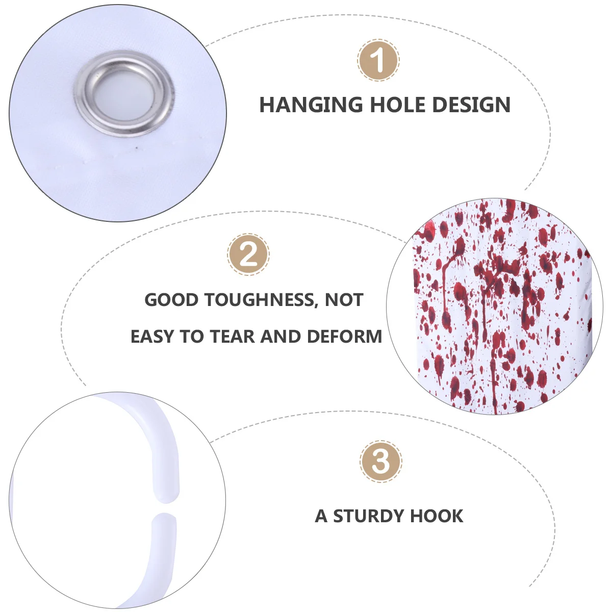 

Halloween Bath Curtain Waterproof Shower Curtain for Decorative Use in Bathroom Trendy Design Adds Depth to Space