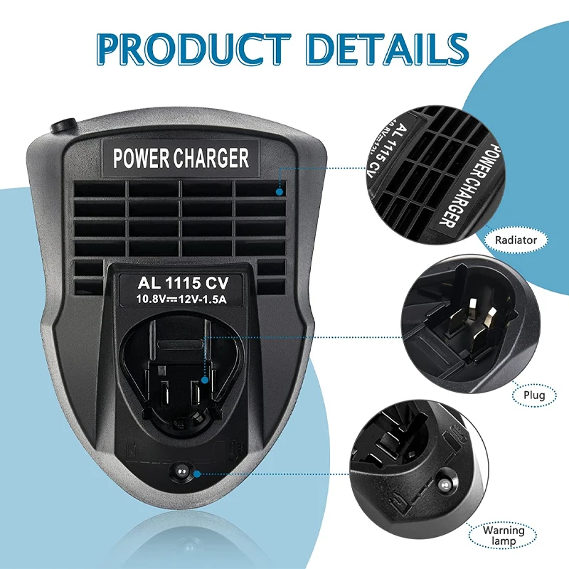 Imagem -03 - Carregador de Bateria Li-ion para Bosch 10.8v 12v Bat411 Bat412a Bateria de Lítio-íon Substituição Al1115cv Carregador para Bosch 10.8v 12v