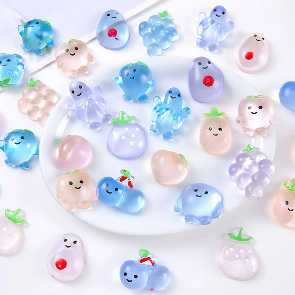 20 pcs Sensory Toy Transparent Snapper Squeeze Toy Slow Rebound Kneading Cartoon Fidget Toy Shiny Mini Fruit Pinch Toy Children