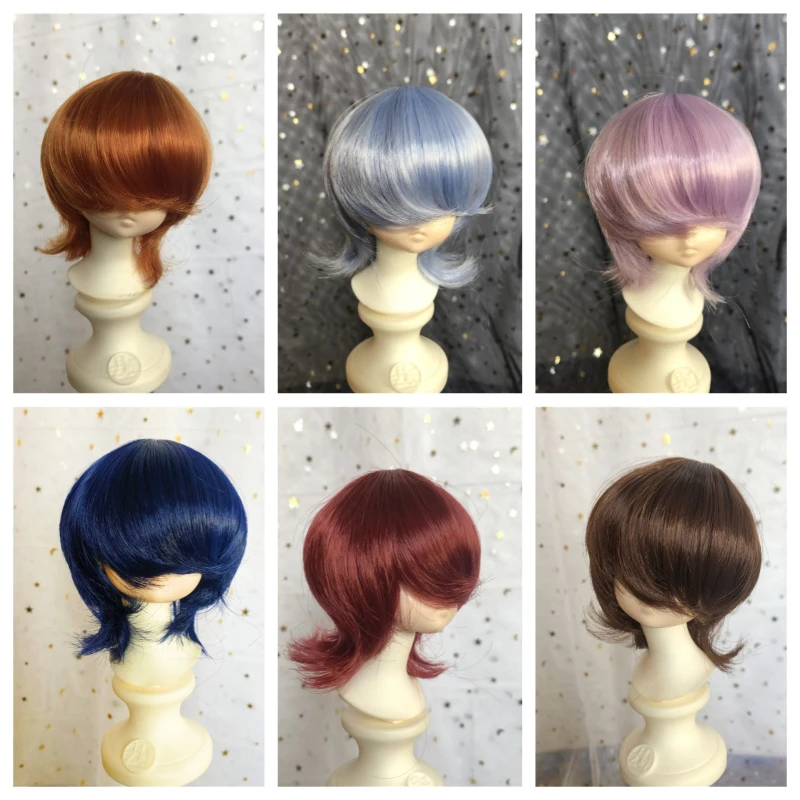 Doll's Wig for 1/3 1/4 1/6 1/8 Male Female Bjd Doll Wolf Tail Type Short Hair Diy Girl Toys Dress Up Doll Accessories, No Doll