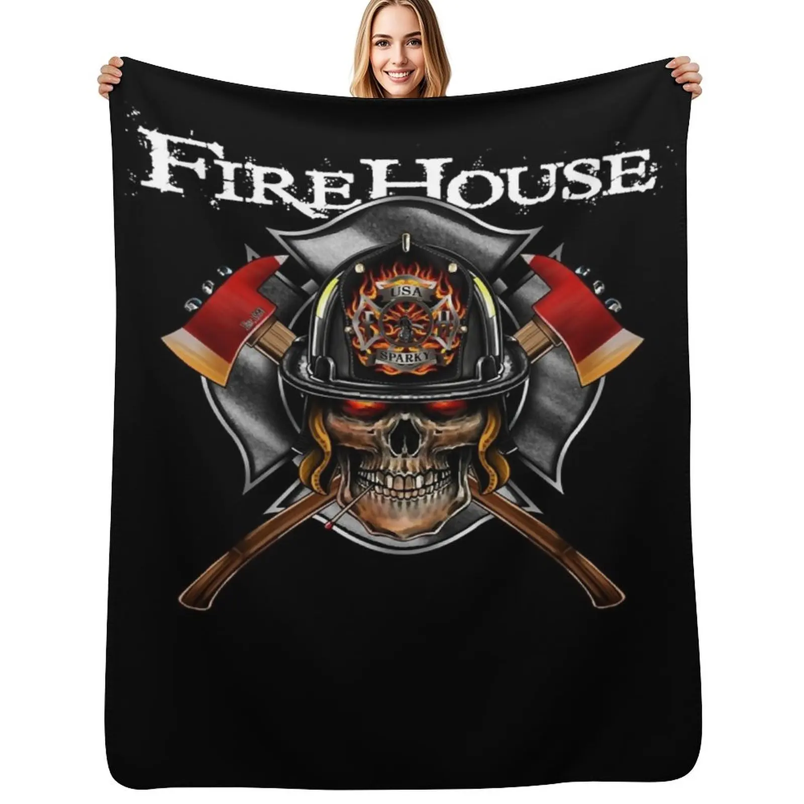 FireHouse is an American Rock Legend Throw Blanket Soft Sherpa Fleece Warm Blanket for Winter