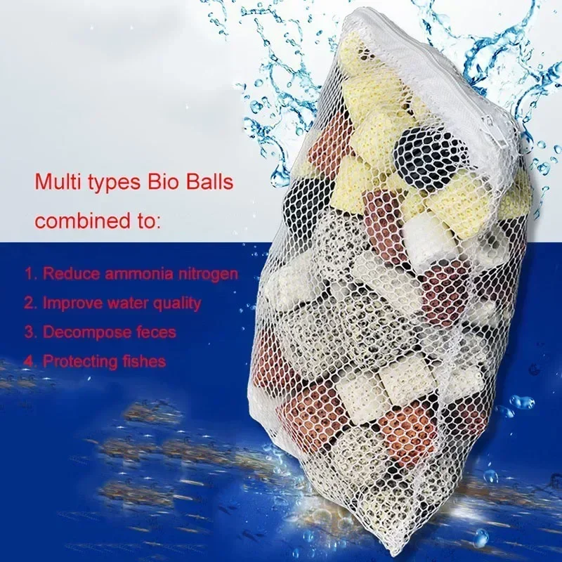 100g 10 Types Aquarium Bio Balls Biochemical Ball Filter Media for Aquarium Filter Accessories for Fish Tank